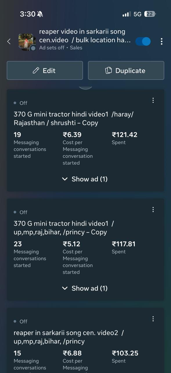 Meta Ads dashboard — ₹5.12 CPL